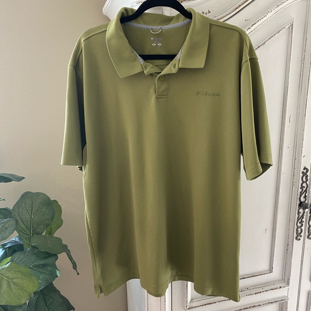 Columbia Omni-Shade Green Waffle Knit Collared Polo, Men’s size XL